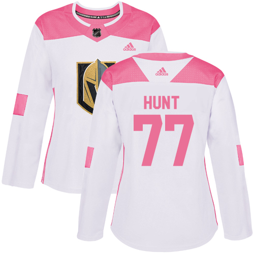 Adidas Golden Knights #77 Brad Hunt White/Pink Authentic Fashion Women's Stitched NHL Jersey - Click Image to Close